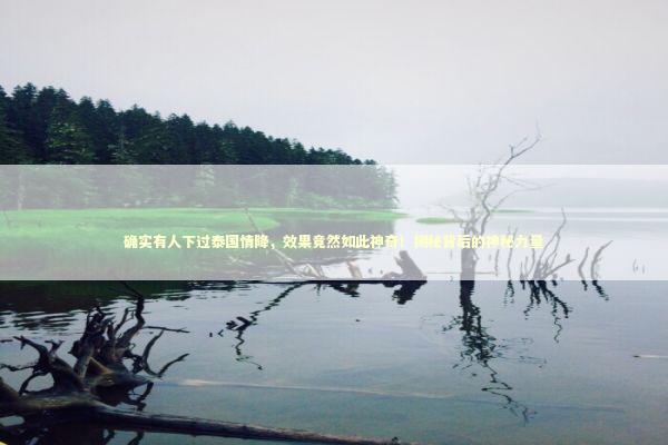 确实有人下过泰国情降，效果竟然如此神奇！揭秘背后的神秘力量