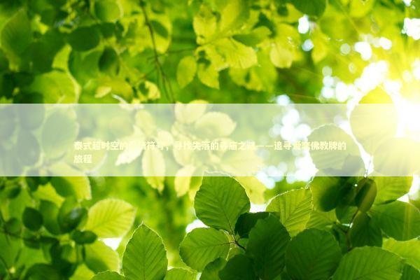 泰式超时空的爱情符号，寻找失落的寺庙之谜——追寻爱恋佛教牌的旅程