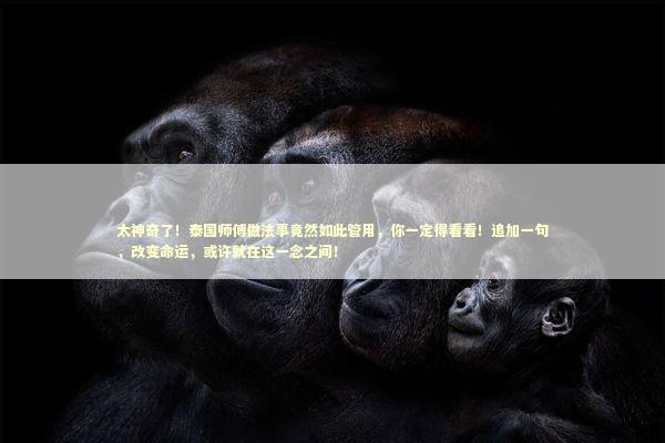 太神奇了！泰国师傅做法事竟然如此管用，你一定得看看！追加一句，改变命运，或许就在这一念之间！