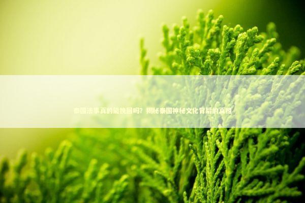 泰国法事真的能挽回吗？揭秘泰国神秘文化背后的真相